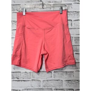 Laundry by Shelli Segal Womens Coral Pink Crossover Waist Biker Shorts Large